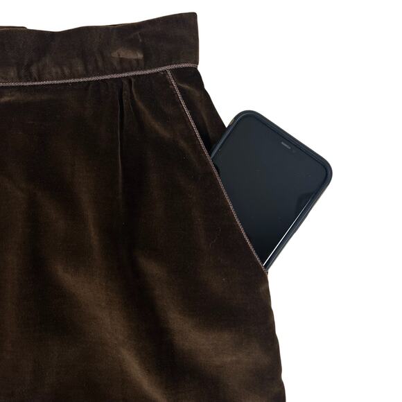 Vintage Brown Velvet Pencil Skirt XS | 90s Union Made in USA High Waist Academic - Picture 6 of 14